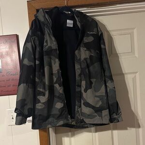 Columbia Kids' Camo Raincoat in Black and Gray